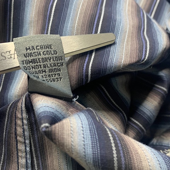 Johnston & Murphy Mens Shirt Size Large Blue Striped Tailored Fit Button Up - Picture 9 of 11